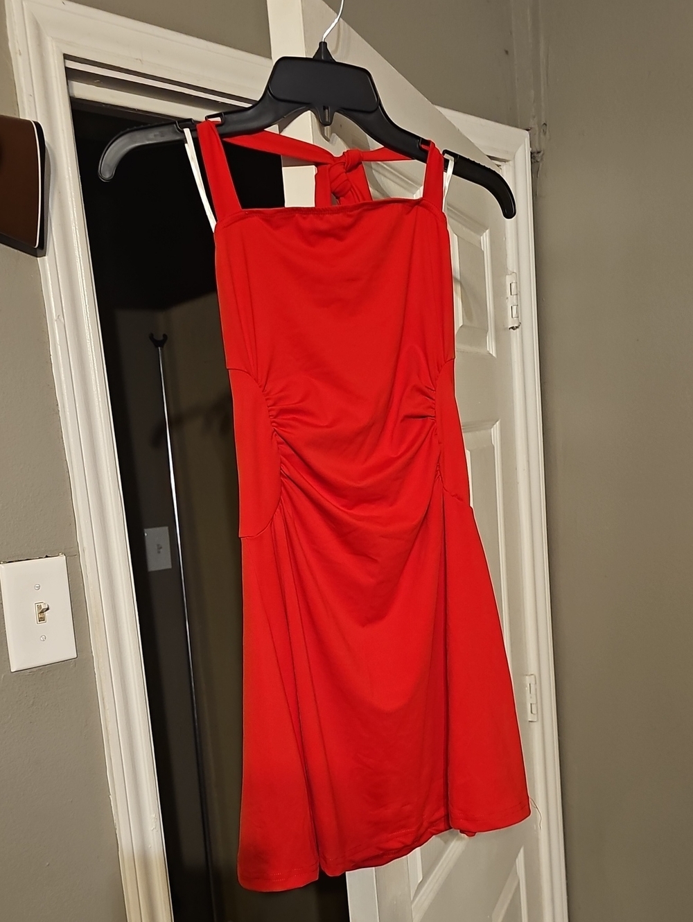SHEIN Red Ruched Strappy Mini Dress Size Medium US 6